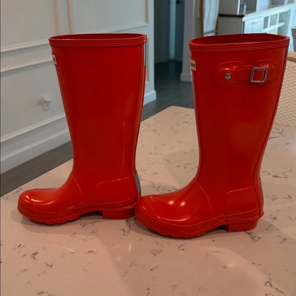 Hunter Tall Glossy Orange Rubber Rain Boots